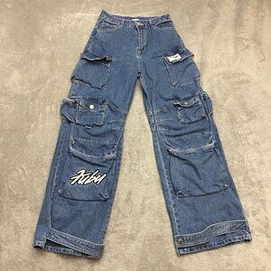 Fubu Forever 21 Jeans Womens Size 5 Baggy Skater Raver Y2K Cargo Wide Leg Denim